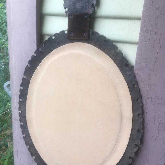 Leather framed mirror - Picture 4 of 4